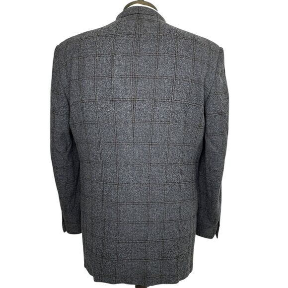 Corneliani Men 42R Gray Blazer Jacket Sport Coat Wool Cashmere Windowpane - Picture 2 of 6